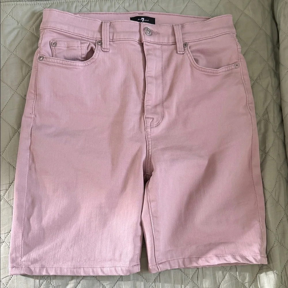 7 for all mankind High Waist denim shorts light mauve Read